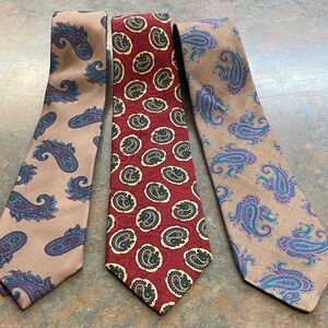 Vintage Brair Silk Paisley Tie Set
